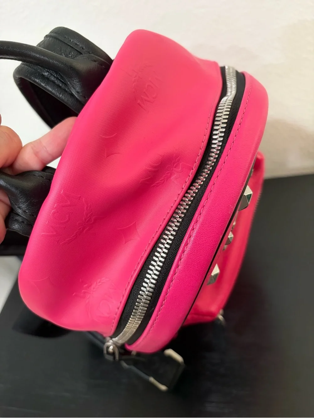 MCM Odeon studded backpack in pink